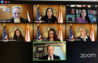 Justice Labarga and others participate in a Zoom call